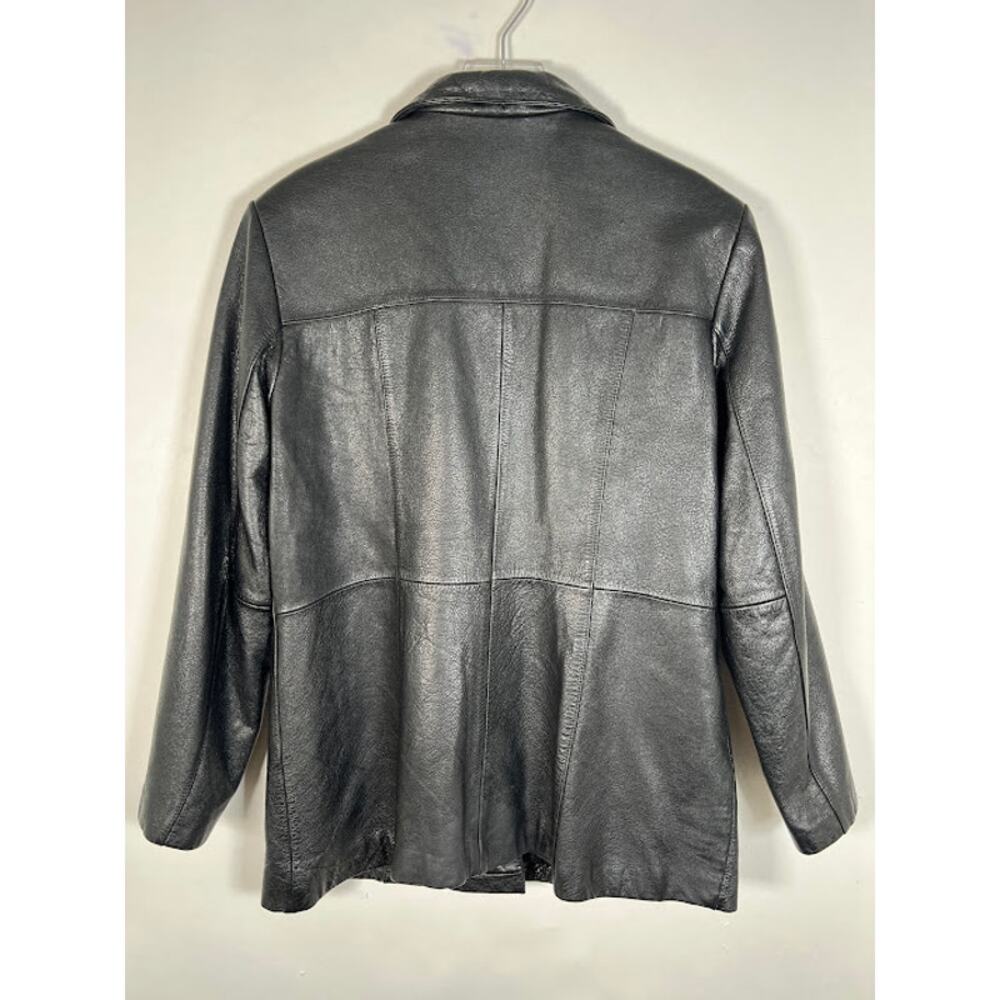 Wilson Leather Button Down Blazer Jacket Black L … - image 2